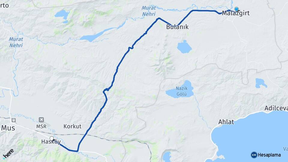 Muş Malazgirt Hasköy Arası Kaç Km - Yol Haritası