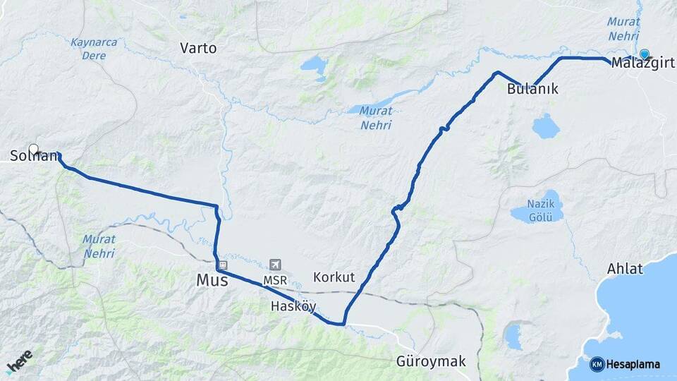 Muş Malazgirt Solhan Bingöl Arası Kaç Km - Yol Haritası