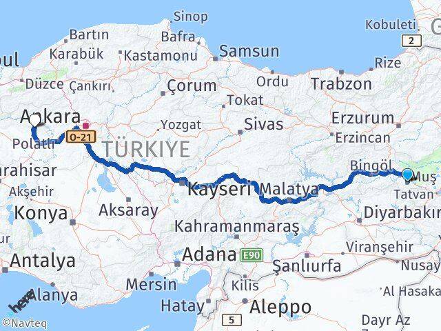 Muş Mihalıççık Eskişehir Arası Kaç Km - Yol Haritası