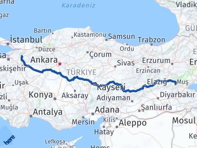 Muş Osmaneli Bilecik Arası Kaç Km - Yol Haritası