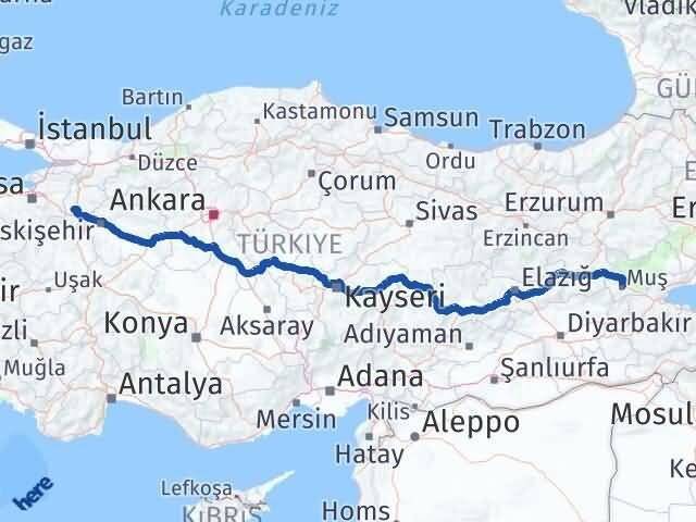 Muş Pazaryeri Bilecik Arası Kaç Km - Yol Haritası