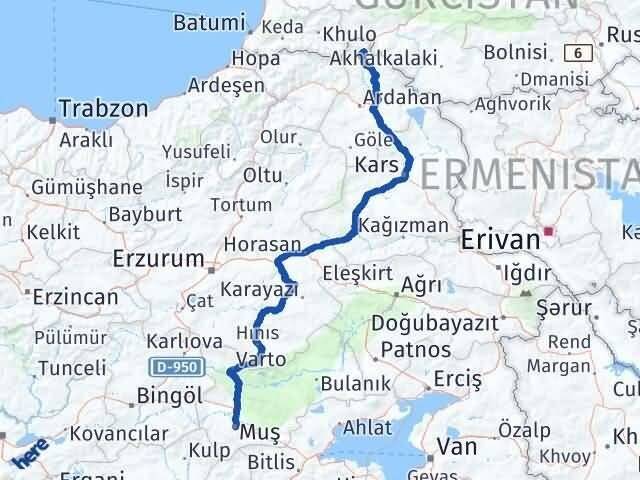 Muş Posof Ardahan Arası Kaç Km - Yol Haritası