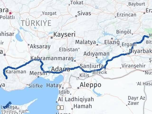 Muş Sarıveliler Karaman Arası Kaç Km - Yol Haritası