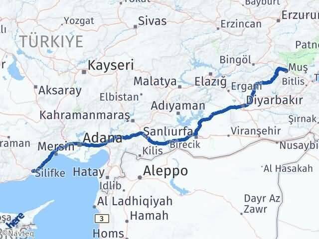 Muş Silifke Mersin Arası Kaç Km - Yol Haritası