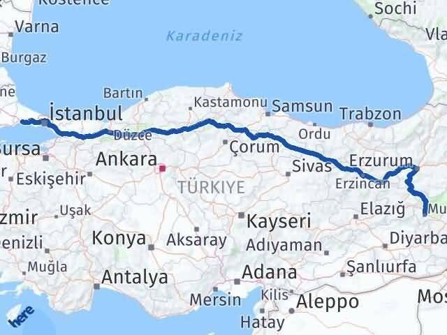 Muş Silivri İstanbul Arası Kaç Km - Yol Haritası