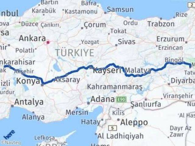 Muş Sinanpaşa Afyonkarahisar Arası Kaç Km - Yol Haritası