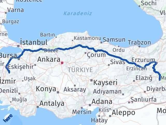 Muş Sındırgı Balıkesir Arası Kaç Km - Yol Haritası