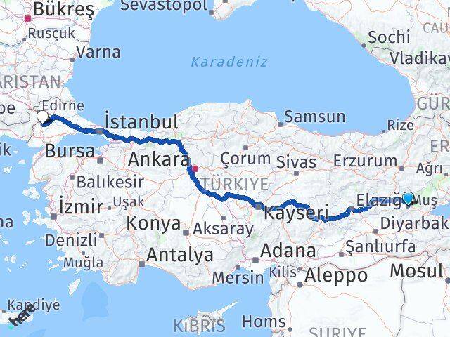 Muş Uzunköprü Edirne Arası Kaç Km - Yol Haritası