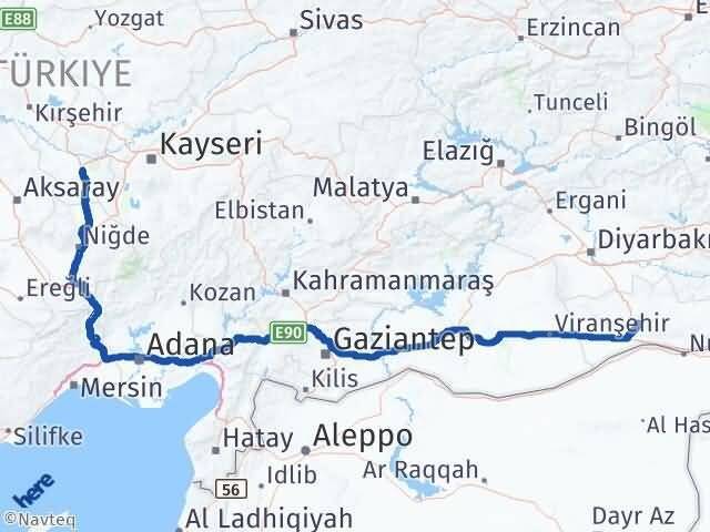 Nevşehir Artuklu Mardin Arası Kaç Km - Yol Haritası