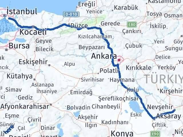 Nevşehir Ataşehir İstanbul Arası Kaç Km - Yol Haritası