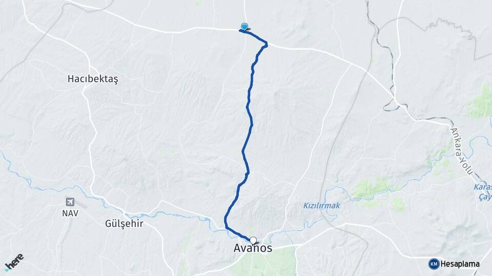 Nevşehir Avanos Topaklı Avanos Arası Kaç Km - Yol Haritası