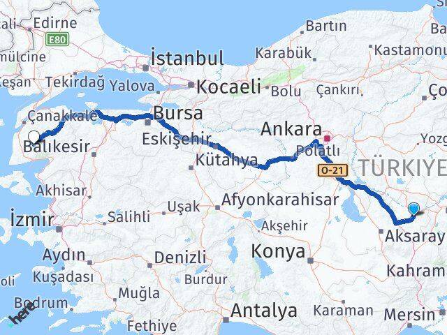 Nevşehir Bayramiç Çanakkale Arası Kaç Km - Yol Haritası