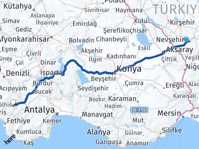 Nevşehir Çameli Denizli Arası Kaç Km - Yol Haritası