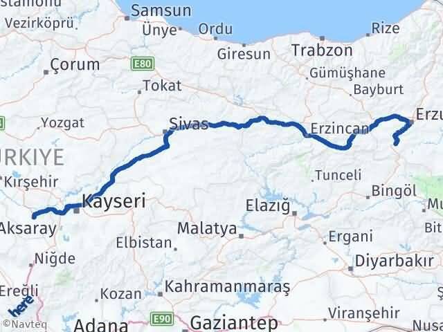 Nevşehir Çat Erzurum Arası Kaç Km - Yol Haritası