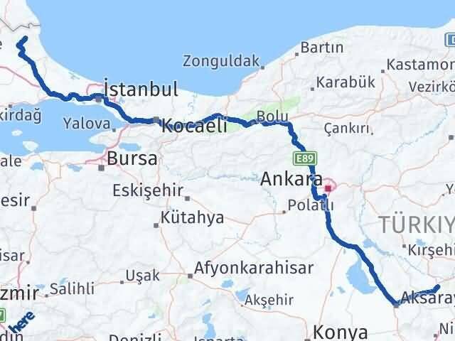 Nevşehir Demirköy Kırklareli Arası Kaç Km - Yol Haritası