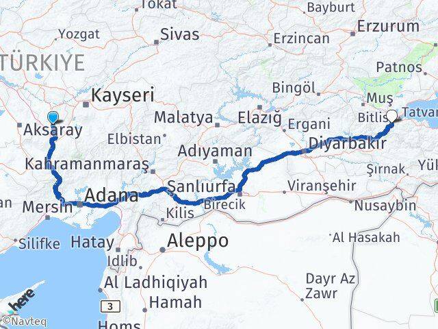 Nevşehir Derinkuyu Bitlis Arası Kaç Km - Yol Haritası