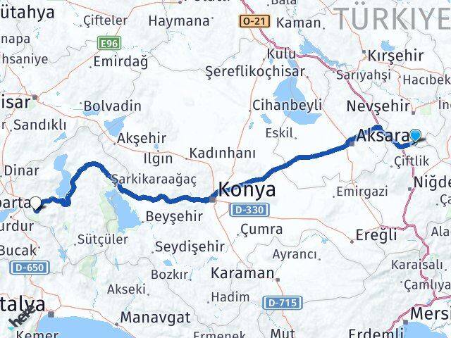 Nevşehir Derinkuyu Isparta Arası Kaç Km - Yol Haritası