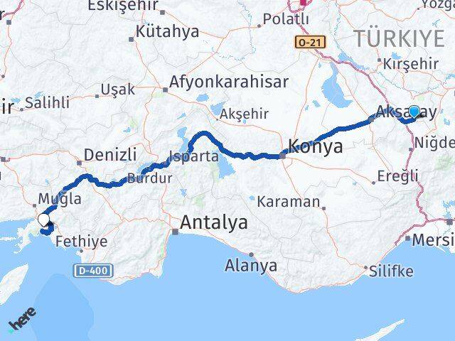 Nevşehir Derinkuyu Muğla Arası Kaç Km - Yol Haritası