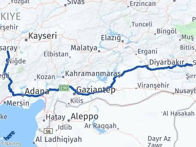 Nevşehir Derinkuyu Siirt Arası Kaç Km - Yol Haritası