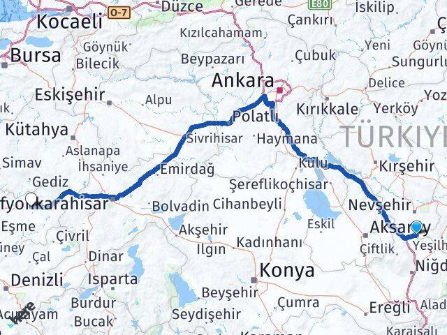 Nevşehir Derinkuyu Uşak Arası Kaç Km - Yol Haritası