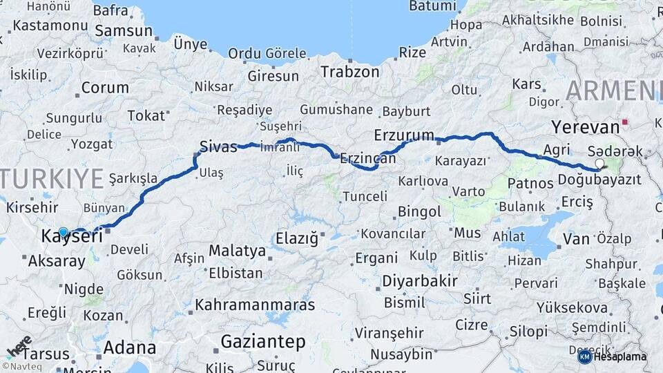 Nevşehir Doğubayazıt Ağrı Arası Kaç Km - Yol Haritası