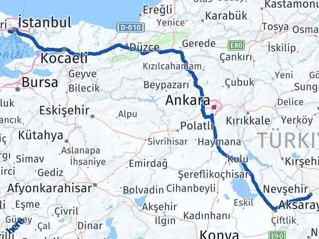 Nevşehir Esenler İstanbul Arası Kaç Km - Yol Haritası