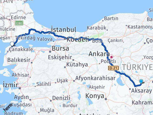 Nevşehir Gelibolu Çanakkale Arası Kaç Km - Yol Haritası
