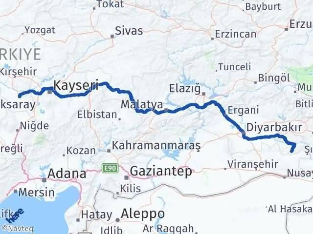 Nevşehir Gercüş Batman Arası Kaç Km - Yol Haritası