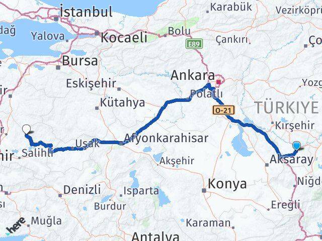 Nevşehir Gördes Manisa Arası Kaç Km - Yol Haritası