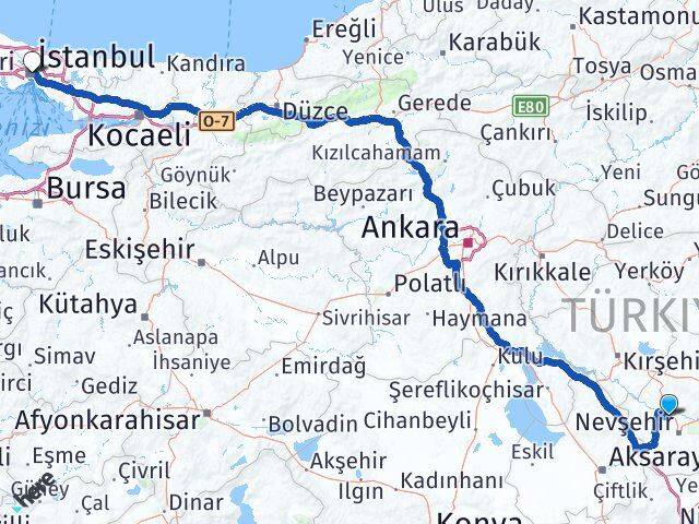 Nevşehir Gülşehir İstanbul Arası Kaç Km - Yol Haritası