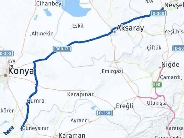 Nevşehir Güneysınır Konya Arası Kaç Saat? Yol Haritası, Yakıt, Rota ve Mesafe Hesaplama Nevşehir Güneysınır Konya Arası Kaç Km? Kaç Saat? Yol Haritası