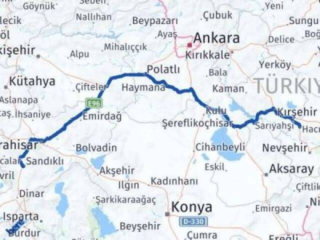 Nevşehir Hacıbektaş Afyonkarahisar Arası Kaç Km - Yol Haritası