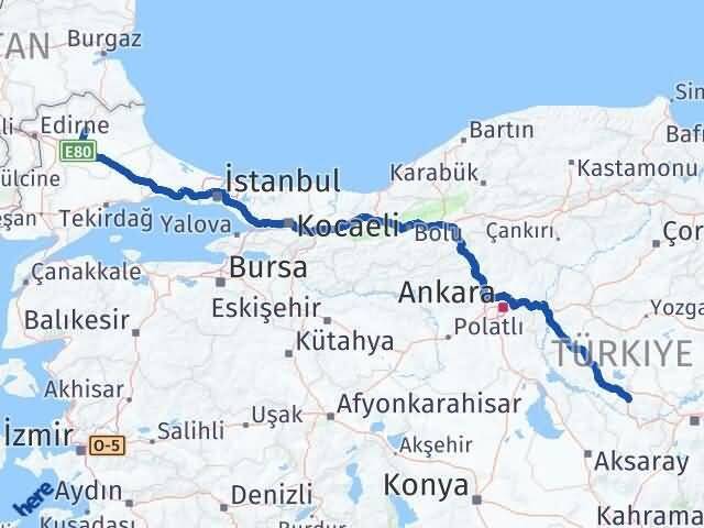 Nevşehir Hacıbektaş Kırklareli Arası Kaç Km - Yol Haritası