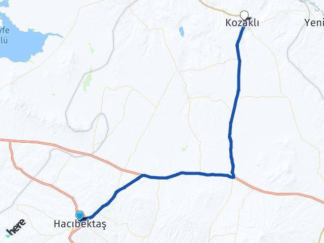 Nevşehir Hacıbektaş Kozaklı Arası Kaç Km - Yol Haritası