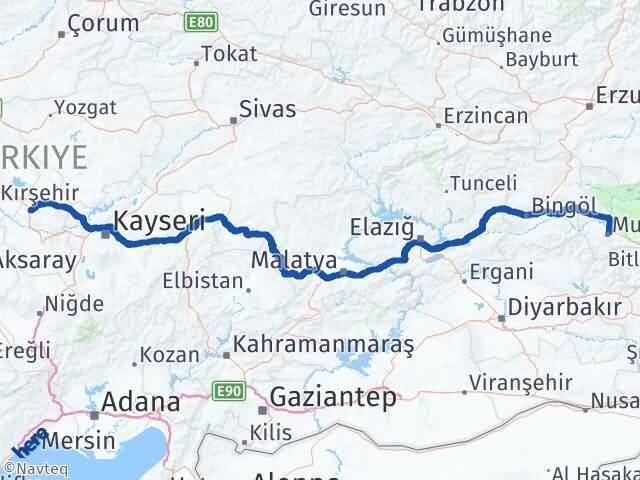 Nevşehir Hacıbektaş Muş Arası Kaç Km - Yol Haritası