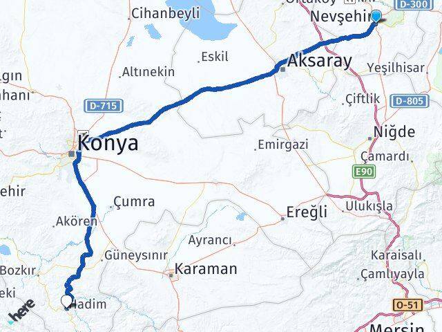 Nevşehir Hadim Konya Arası Kaç Km - Yol Haritası