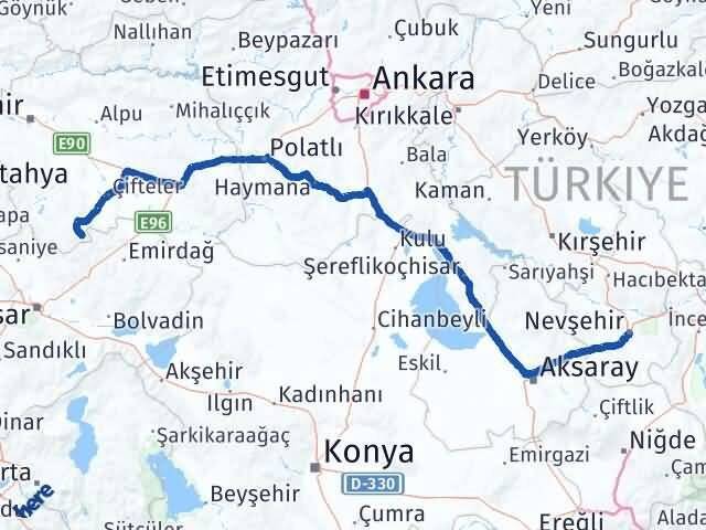 Nevşehir Han Eskişehir Arası Kaç Km - Yol Haritası
