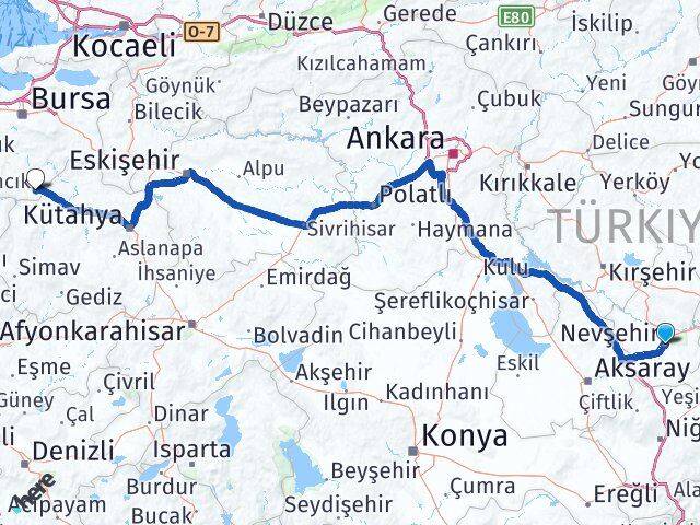 Nevşehir Harmancık Bursa Arası Kaç Km - Yol Haritası