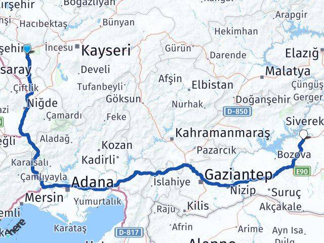 Nevşehir Hilvan Şanlıurfa Arası Kaç Km - Yol Haritası