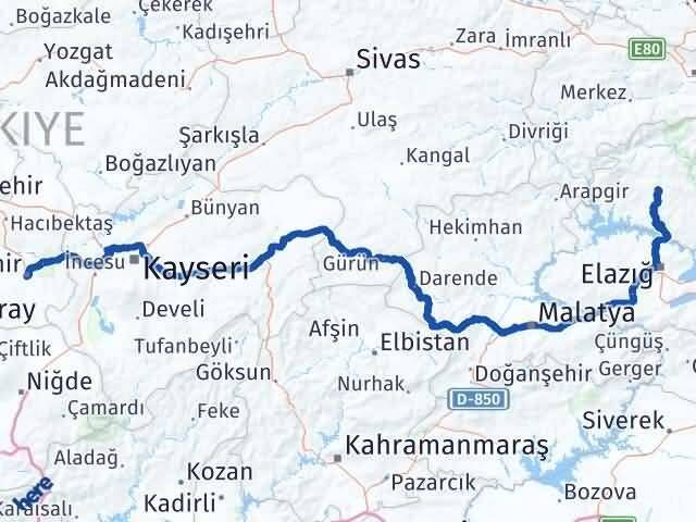Nevşehir Hozat Tunceli Arası Kaç Km - Yol Haritası