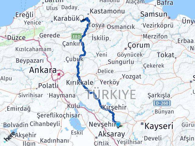 Nevşehir İhsangazi Kastamonu Arası Kaç Km - Yol Haritası