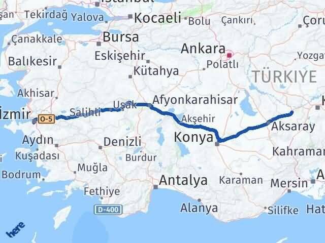 Nevşehir Karabağlar İzmir Arası Kaç Km - Yol Haritası