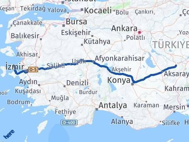 Nevşehir Karaburun İzmir Arası Kaç Km - Yol Haritası
