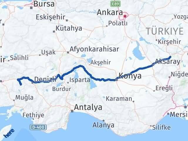 Nevşehir Karacasu Aydın Arası Kaç Km - Yol Haritası