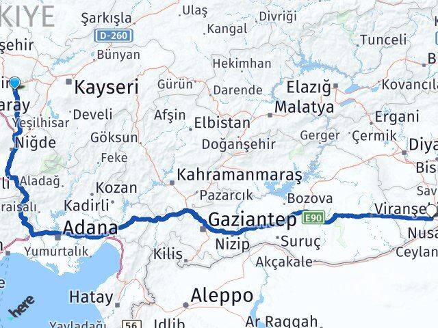 Nevşehir Kızıltepe Mardin Arası Kaç Km - Yol Haritası