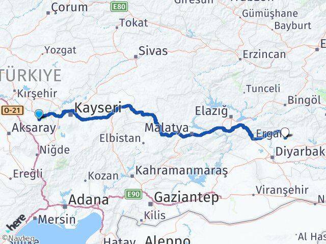 Nevşehir Kocaköy Diyarbakır Arası Kaç Km - Yol Haritası