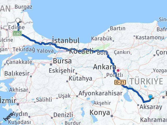 Nevşehir Kofçaz Kırklareli Arası Kaç Km - Yol Haritası