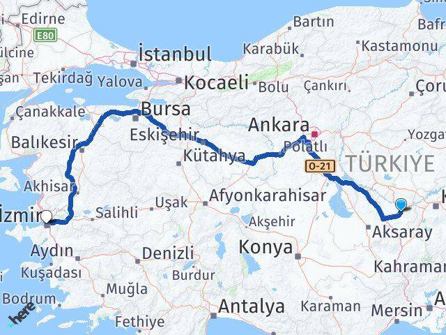Nevşehir Konak İzmir Arası Kaç Km - Yol Haritası