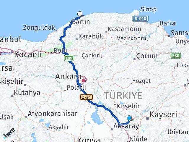 Nevşehir Kurucaşile Bartın Arası Kaç Km - Yol Haritası