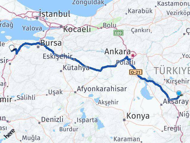 Nevşehir Manyas Balıkesir Arası Kaç Km - Yol Haritası